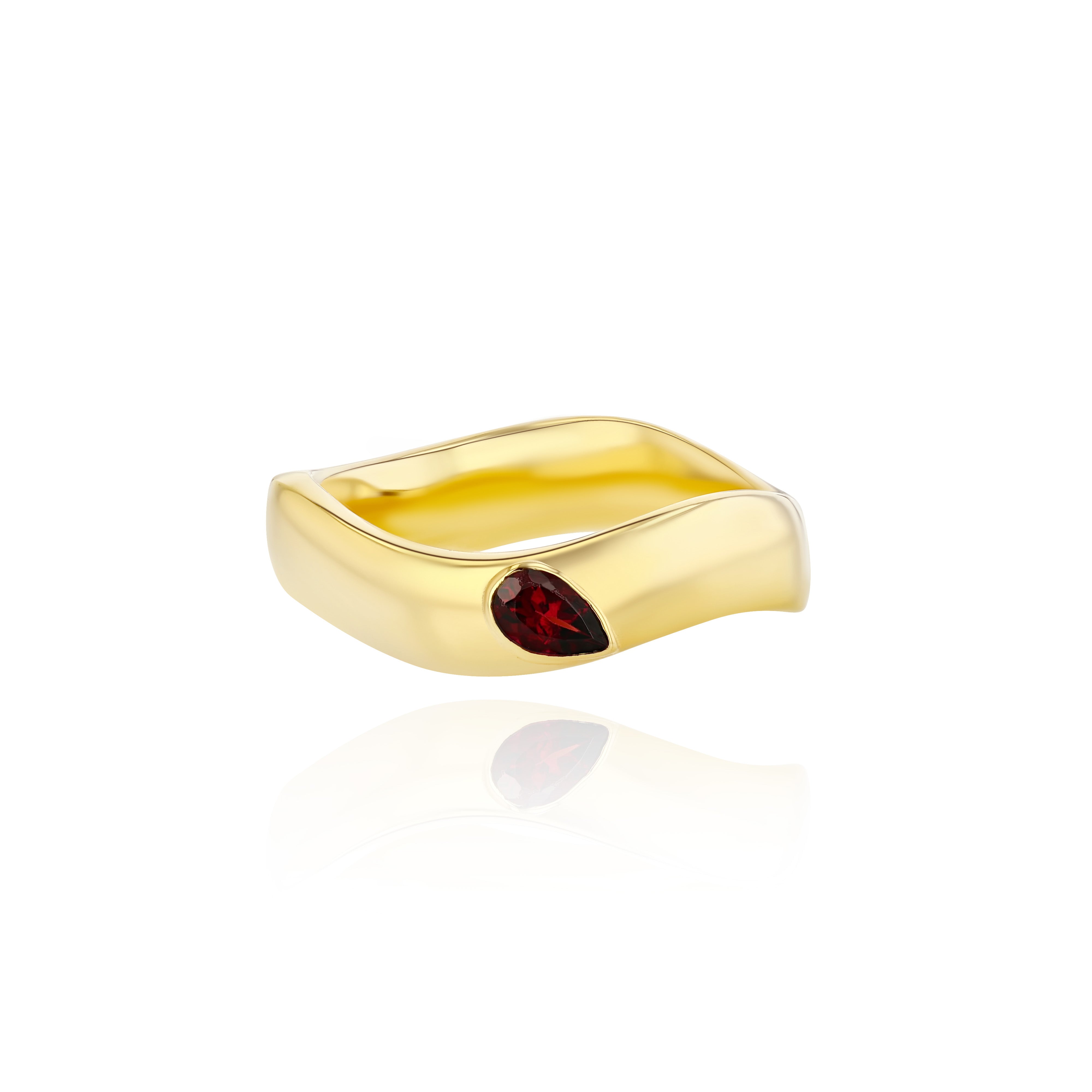 Yellow Gold Vermeil Gemstone Curve Ring