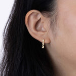 Yellow Gold Earrings with hexagons and V shapes, and Diamonds, Small - Model shot