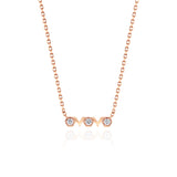 Rose Gold Necklace with hexagons and V shapes, and Diamonds, Small