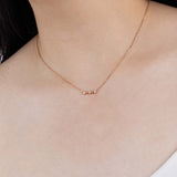 Rose Gold Necklace with hexagons and V shapes, and Diamonds, Small - Model shot