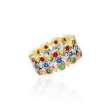 Three Rings - Yellow Gold and Ruby, White Gold and Blue Sapphire, Rose Gold and Tsavorite, Medium