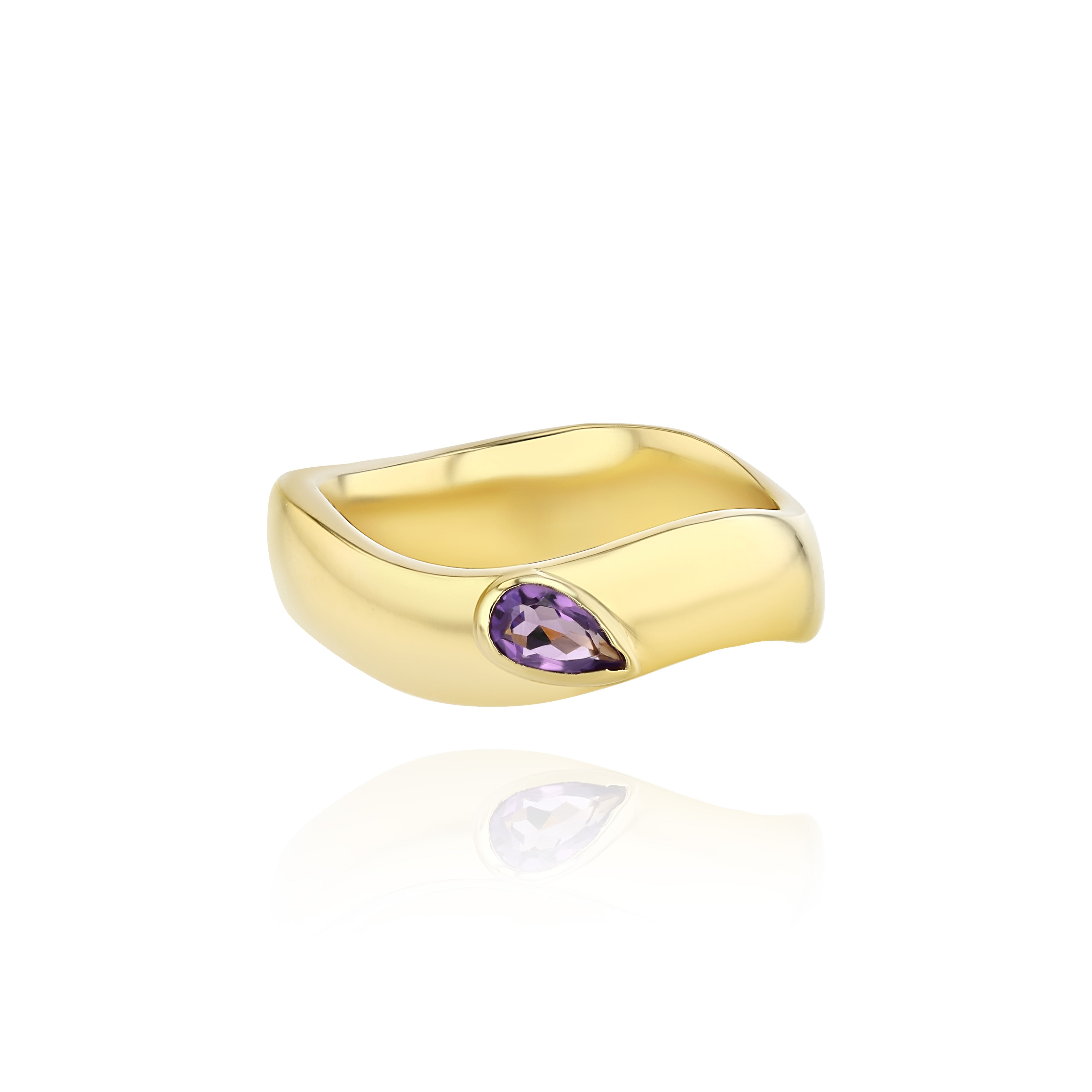 Yellow Gold Vermeil Gemstone Curve Ring