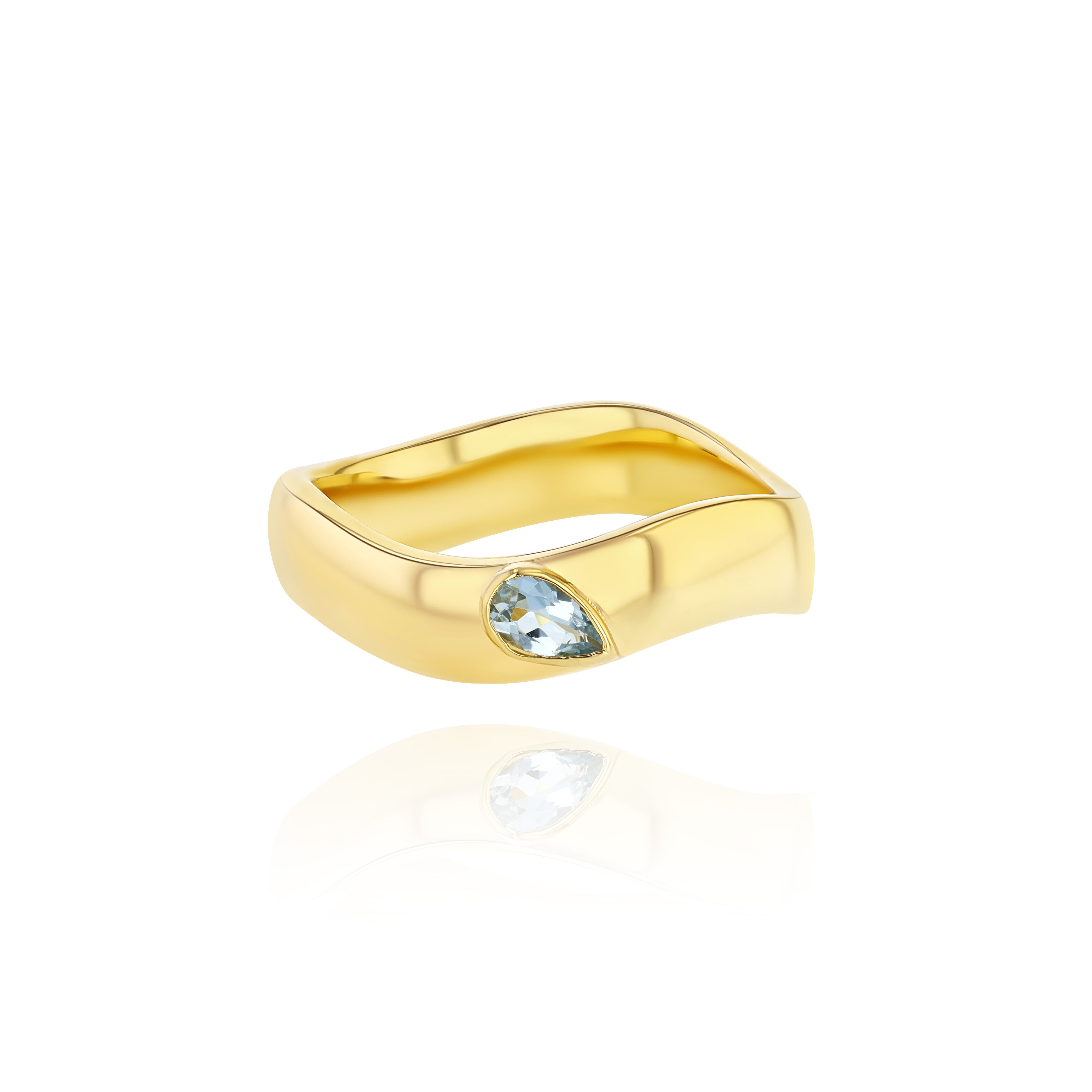 Yellow Gold Vermeil Gemstone Curve Ring