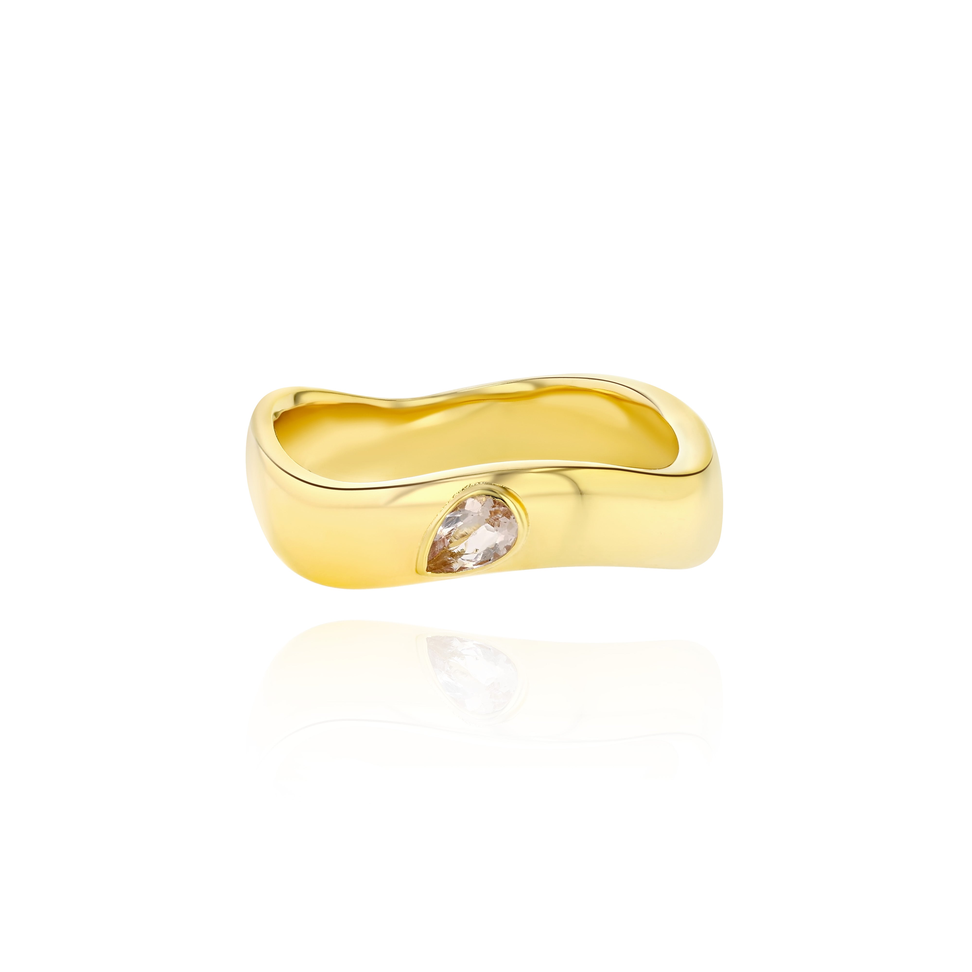 Yellow Gold Vermeil Gemstone Curve Ring