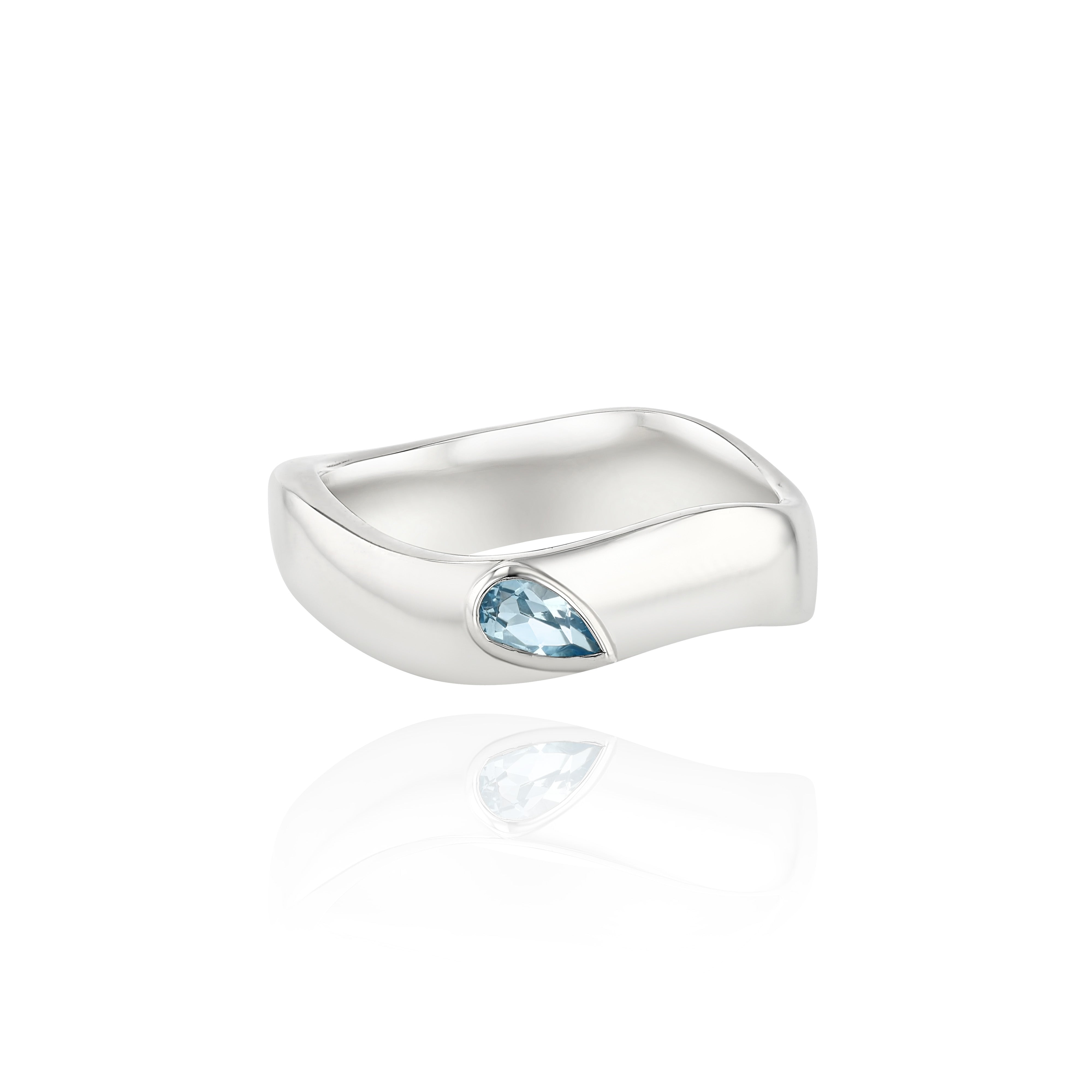 Silver Gemstone Curve Ring