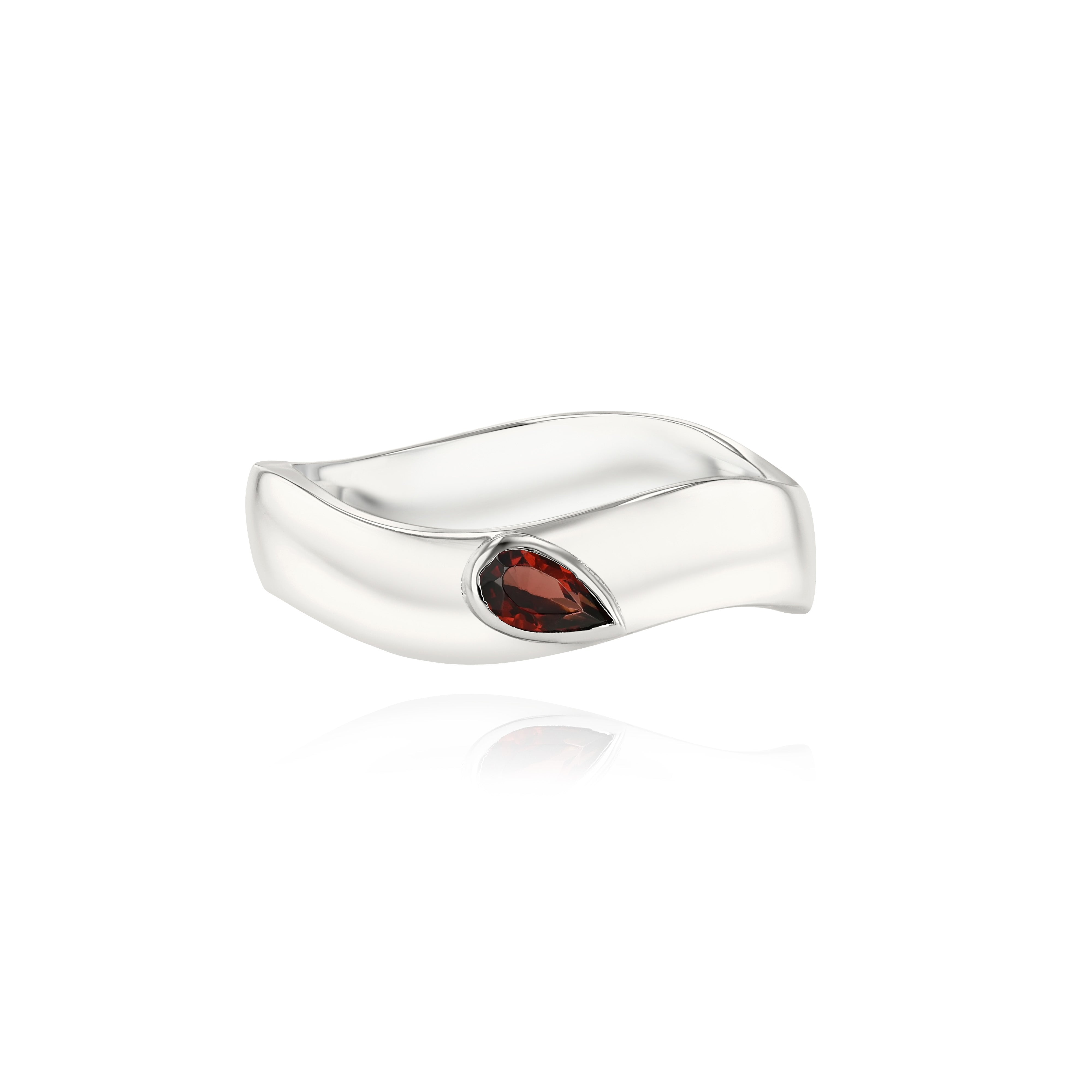 Silver Gemstone Curve Ring