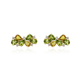 Yellow Gold Earrings with Yellow Sapphires, Peridot, and Diamonds, Small