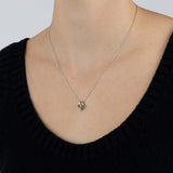 White Gold Necklace with Morganite, Green Sapphire, and Diamonds, Small - Model shot