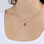 Rose Gold Necklace with Rubellite and Diamonds, Small - Model shot