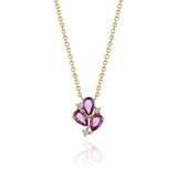 Rose Gold Necklace with Pink Sapphire and Diamonds, Small