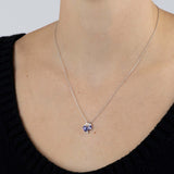 White Gold Necklace with Morganite, Tanzanite, and Diamonds, Small - Model shot