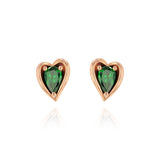 Rose Gold heart shaped Earrings a pear shaped Tsavorite, Small